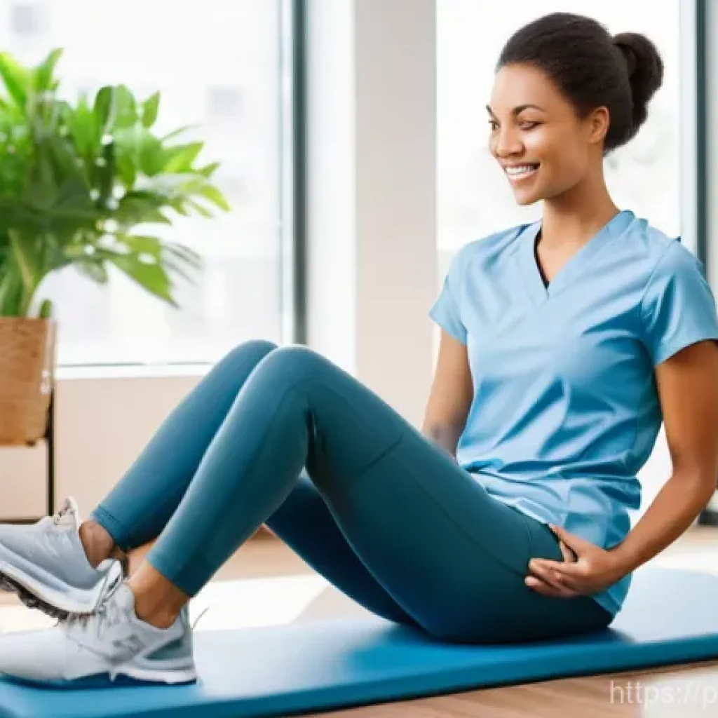 재활운동 부작용 관리 - **Prompt 1: Focused Rehabilitation with Professional Guidance**
    "A bright, clean, and modern phy...