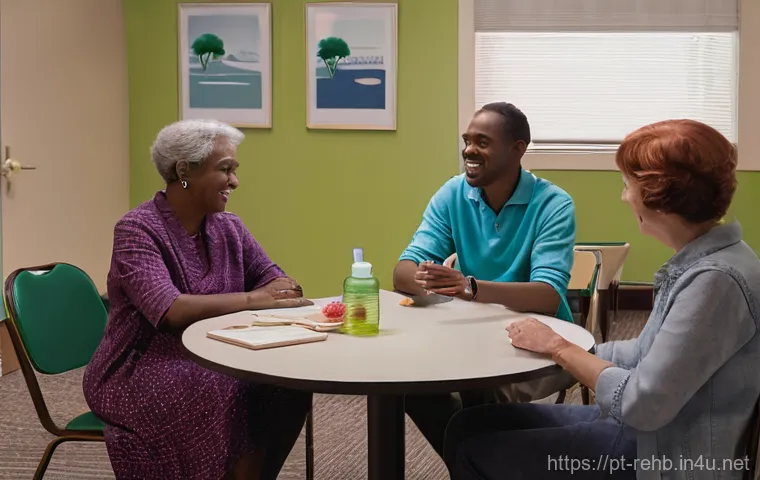 재활운동 부작용 관리 - **Prompt 1: Focused Rehabilitation with Professional Guidance**
    "A bright, clean, and modern phy...