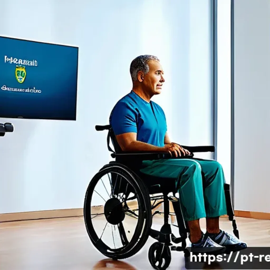 재활치료 기기 비용 - A modern rehabilitation clinic scene featuring a patient using a sleek robotic exoskeleton designed ...