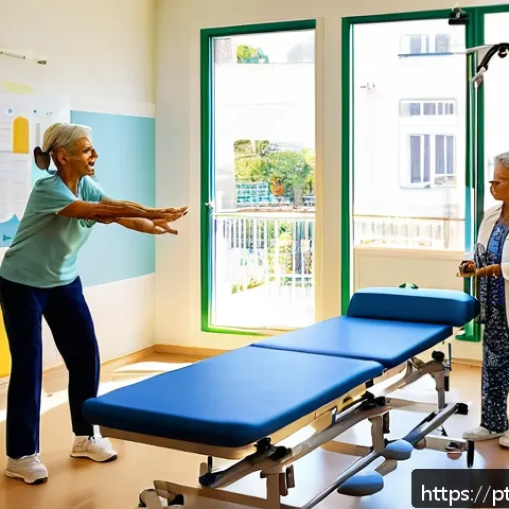 뇌졸중 재활 의료보험 적용 - A bright, modern Brazilian rehabilitation clinic room with a multidisciplinary therapy session in pr...